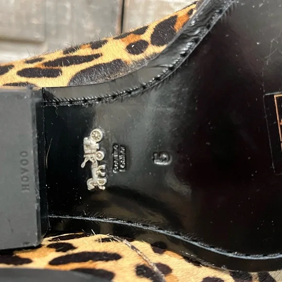 COACH Lace Up Leopard Print Bootie Size 5B New - Picture 9 of 14